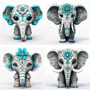 Baby Elephant Self-Adhesive Sticker, 4 in 1 Sheet